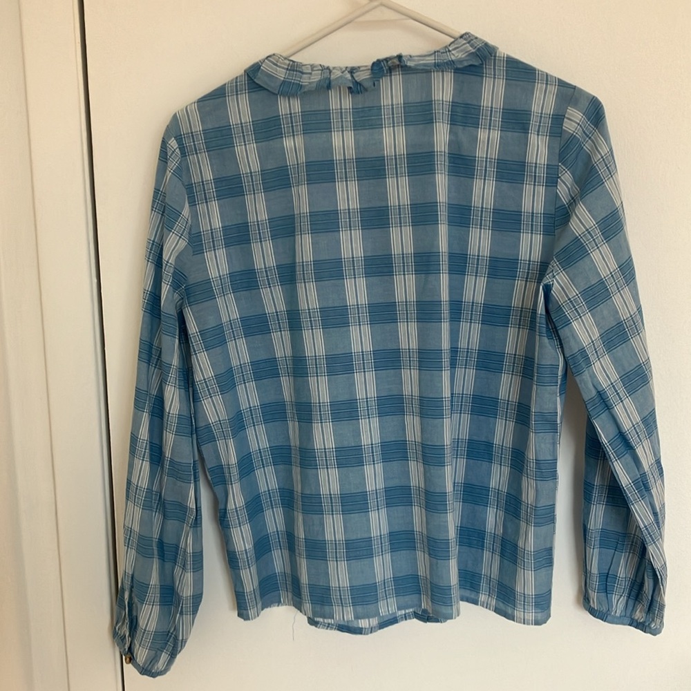 Madewell Ruffle-Neck Top in Colwell Plaid Size Small - Picture 5 of 7